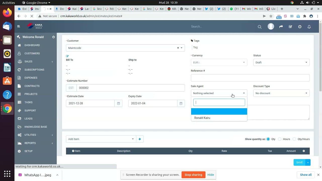 Crm estimating software